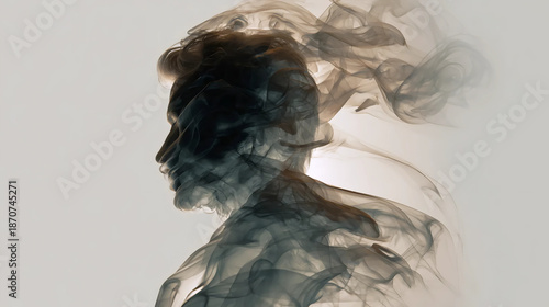 Smoke Portrait Art, Human Silhouette Concept, Abstract Identity
