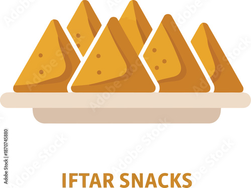 Traditional Ramadan Iftar Snacks on Plate – Tasty Samosa Appetizers for Ramadan Mubarak Celebrations