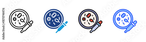 Microbiology icon set multiple style collection