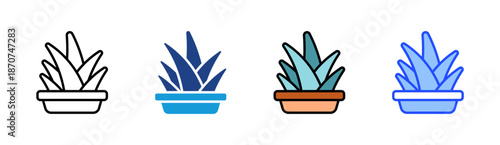Medicinal Plant icon set multiple style collection