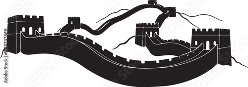 Great Wall of China Landmark Vector Silhouette Illustration
