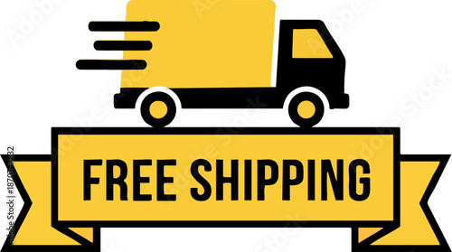 Free Shipping Delivery Truck Icon Vector Illustration Graphic