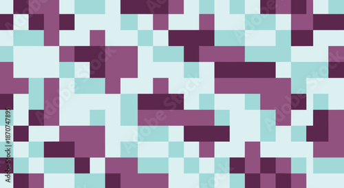 Abstract pixelated pattern in teal and purple tones  