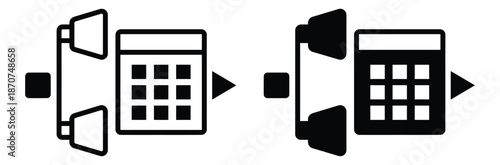 Smartphone screens syncing data with spotlights on apps,Basic phone shapes. Smartphone icons for devices,Vector silhouette icon set about telephones