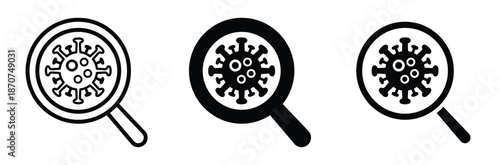 Virus under magnifying glass for medical research and health,Virus research icon in line style. For your design, logo. Vector illustration.