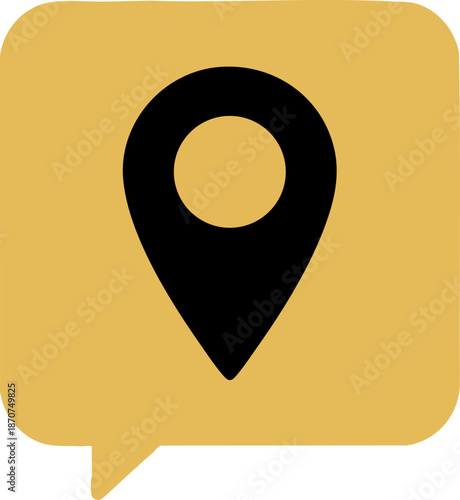 Map Pointer Location Pin Icon in Speech Bubble Graphic