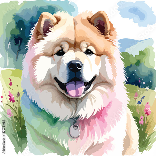 Cute Chow Chow Dog Illustration