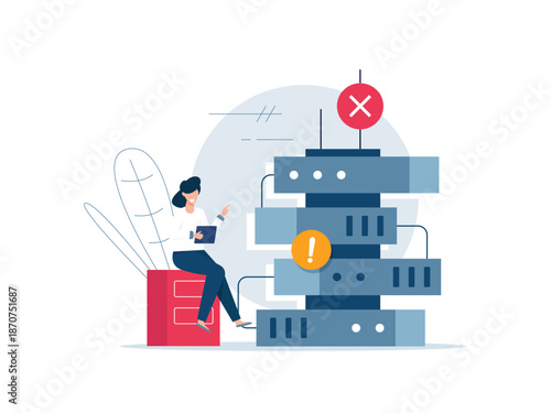 Server error,hardware and software maintenance, tech support. 404 page error scene