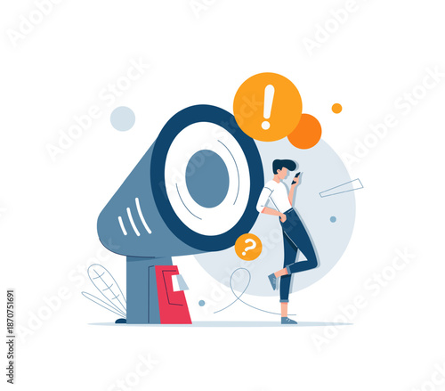 Social media,Characters integrating with social media platform. Followers leaving reaction on posts, giving feedback, likes and writing comments