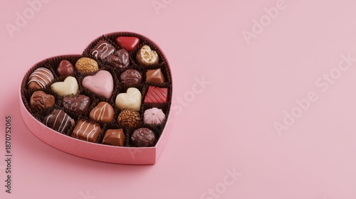 Wallpaper Mural Delicious heart-shaped chocolate box romantic gift for loved ones sweet treats pink background close-up view love celebration Torontodigital.ca
