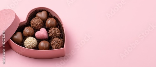 Wallpaper Mural Delightful chocolate heart box display romantic setting food photography soft pink background close-up indulgence concept Torontodigital.ca