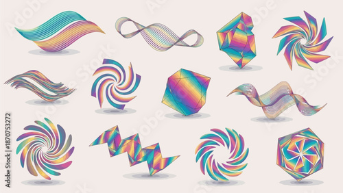 Vibrant 3D Shapes and Abstract Forms in a Modern Digital Illustration