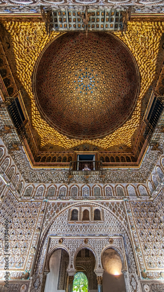 Naklejka premium Hall of Ambassadors in the Royal palace of Alcazar Seville Andelusia Spain