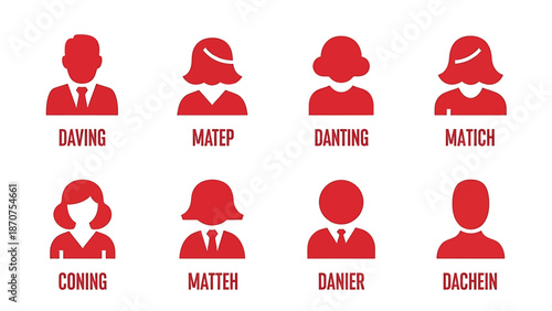 Diverse Group of People Icons with Names.