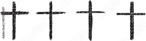 Textured Religion Cross . Christian cross . Vector cross with rough edges
