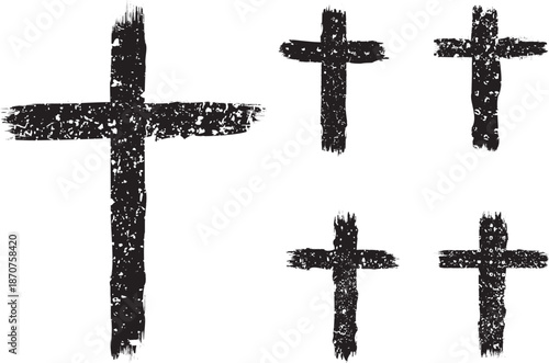 Textured Religion Cross . Christian cross . Vector cross with rough edges