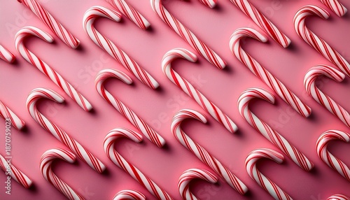 Candy canes on a background of pastel pink