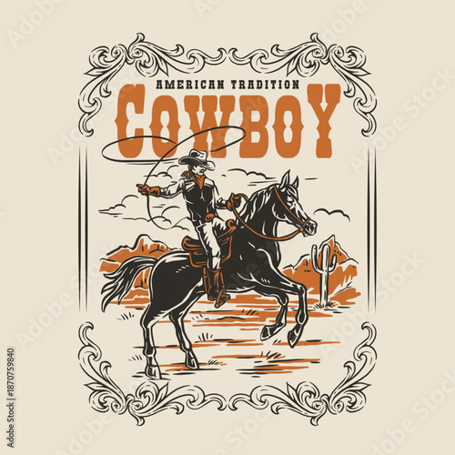 American cowboy on horseback