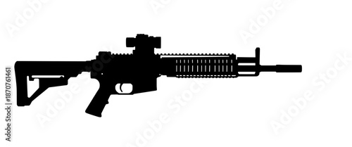 Silhouette Assault Rifle: The detailed silhouette of a modern assault rifle, representing precision and power in tactical operations.