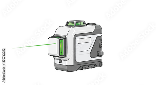 Green laser level emitting a bright beam, precision measuring tool for construction and DIY projects