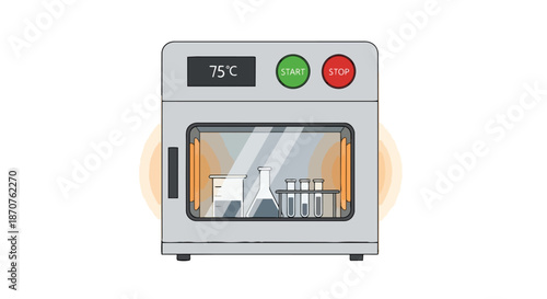 Laboratory incubator heating scientific samples at 75 degrees Celsius for research experiment