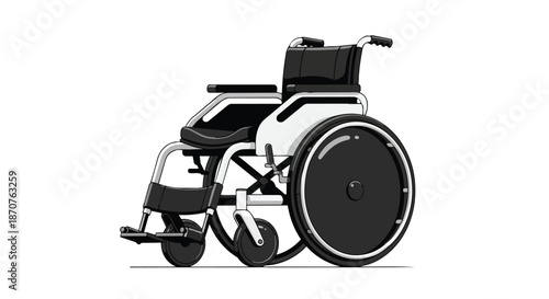 Modern manual wheelchair, essential mobility aid for disabled people, isolated on white