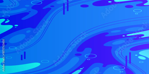 Green Blue Gradient Abstract Liquid Fluid Background. Memphis Style. Circle Line