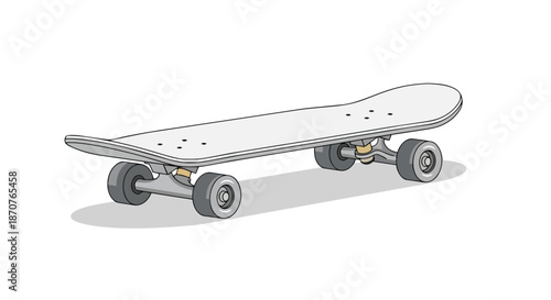 Skateboard isolated on white background, vector illustration of extreme sport equipment.
