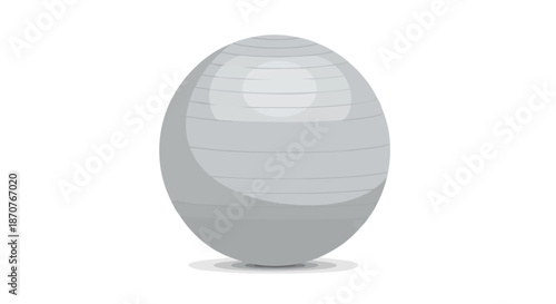Grey exercise ball isolated on white background for fitness and workout