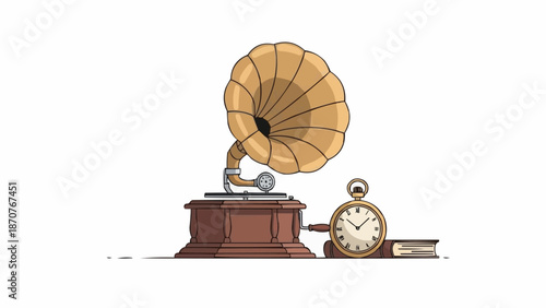 old gramophone isolated on white