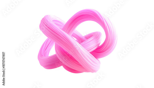 3D pink and white abstract looped shape against a black background