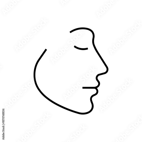 Minimal line portrait of a human face expressing simplicity, calm expression, creativity, and contemporary visual identity.