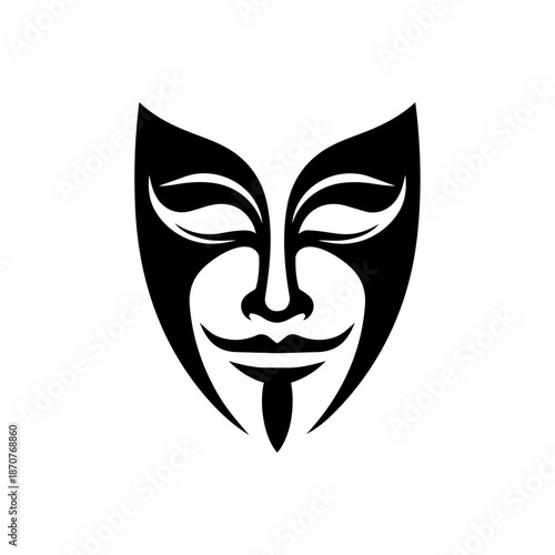 Expressive theatrical mask with serene facial features, symbolizing identity, emotion, mystery, performance, and inner peace in artistic and cultural contexts.