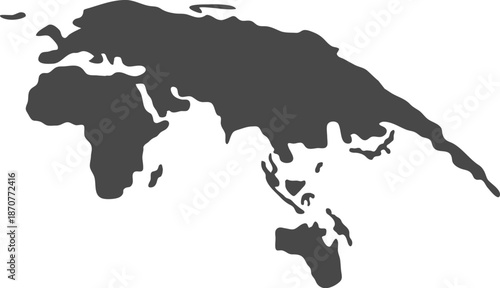 Stylized world map silhouette global continents graphic for travel and business concepts isolated on white background