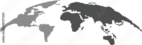World map silhouette global continents graphic simple vector illustration for international concepts