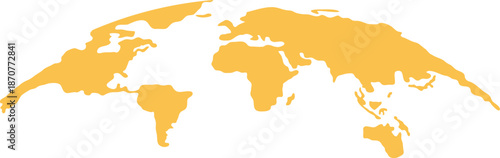 Yellow world map illustration global connection concept isolated on white background