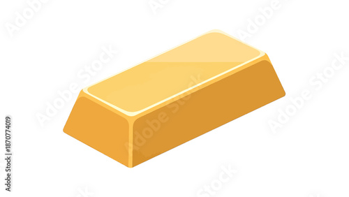 Shiny Gold Bar Isolated on White Background 1. Lunar New Year Vector Illustration. EPS Editable