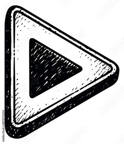 Hand drawn illustration of a play button icon depicting media playback for multimedia applications