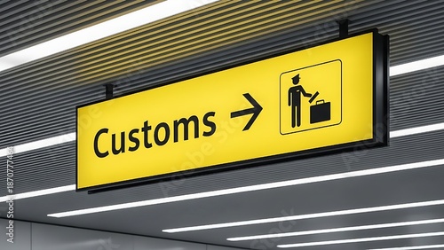 customs declare for import and export concept Modern airport wayfinding signage featuring the word 