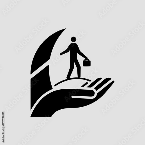 Risk Management Tightrope Balance Business Silhouettes Vector