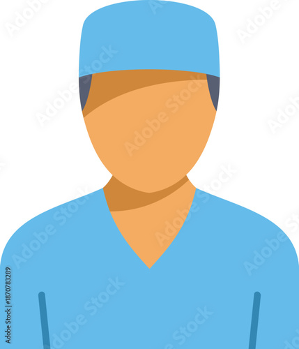 Flat design icon of a medical professional wearing surgical attire, conveying professionalism and expertise in healthcare
