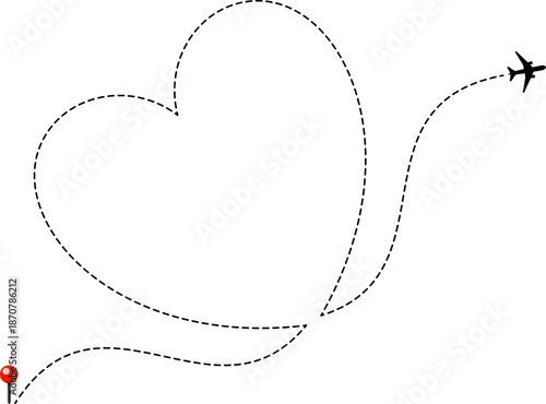 Dotted Heart Airplane Route