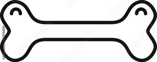 Simple line art drawing of a bone, symbolizing health, anatomy, and canine enjoyment