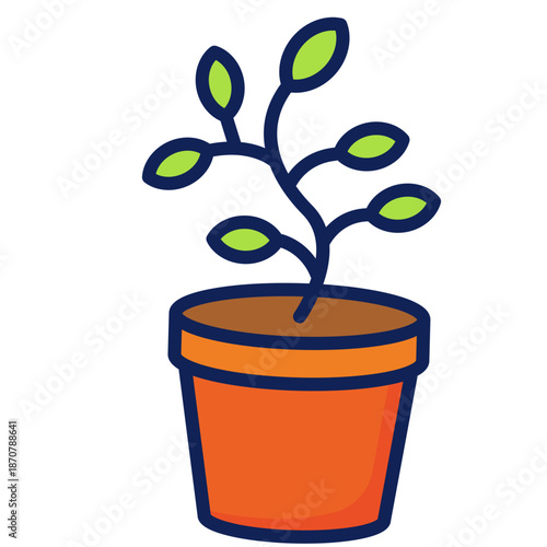 Hand Drawn Potted Plant for Home Gardening