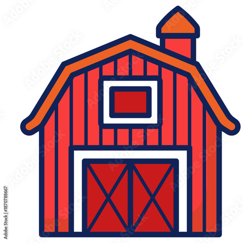 Hand Drawn Farm Barn in Rural Agriculture