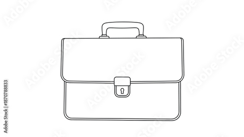 Simple outline drawing of a classic leather briefcase with a lock