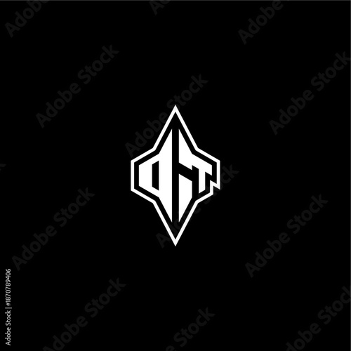 techno racing style design DT initial logo esport concept modern monogram gaming letter