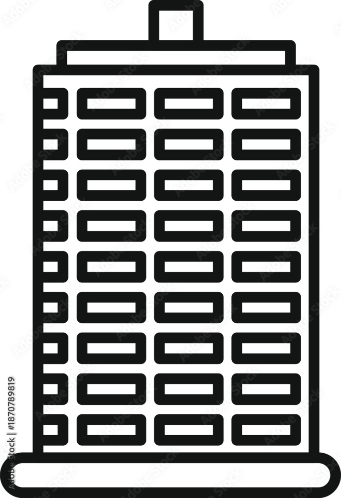 Obraz premium Skyscraper or office building outline icon representing urban architecture and business