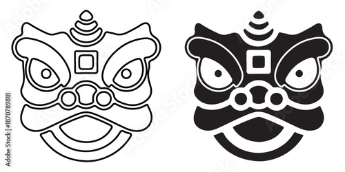 Traditional Lion Dance Head Icons
