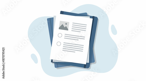 Vector illustration of a checklist on a clipboard with layered documents, representing to-do lists, forms, and business planning.